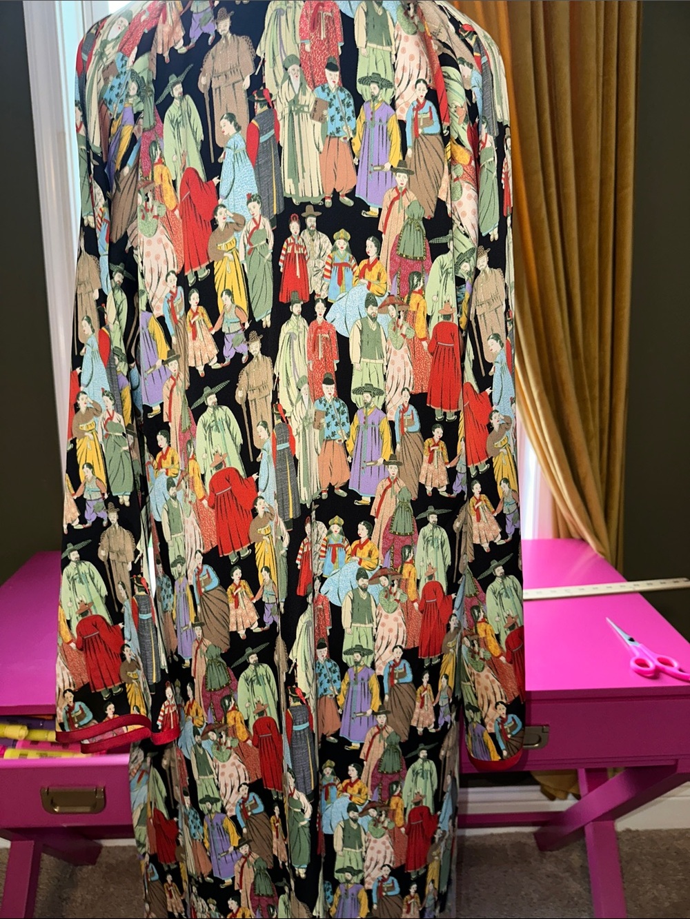 Natori Multi-Color Vintage Fashion Print Caftan (Long Robe) - Picture 6 of 8